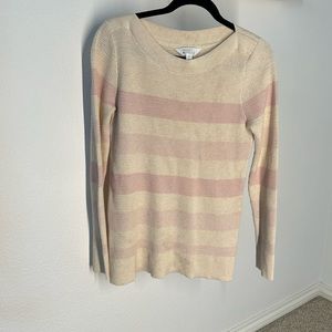 Market & Spruce cream and pink striped knit sweater